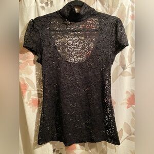 Express, lace short sleeve turtleneck, size M